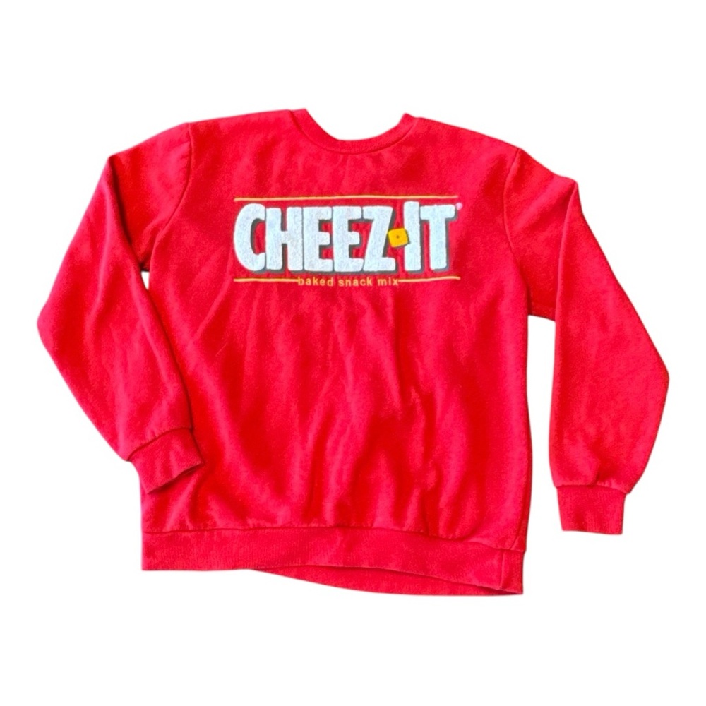 Kelloggs Cheez It Pullover  Sweatshirt Mens Size L Red Embroidered Official Logo